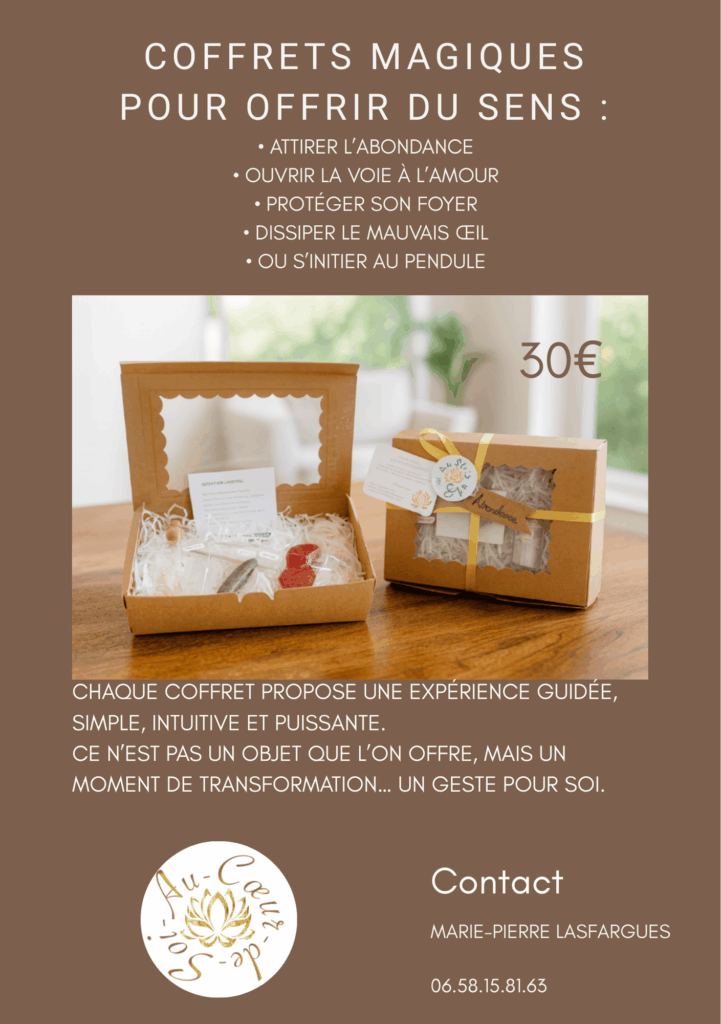 Coffret cadeau bien-être et soins énergétiques proposé par Au Cœur de Soi